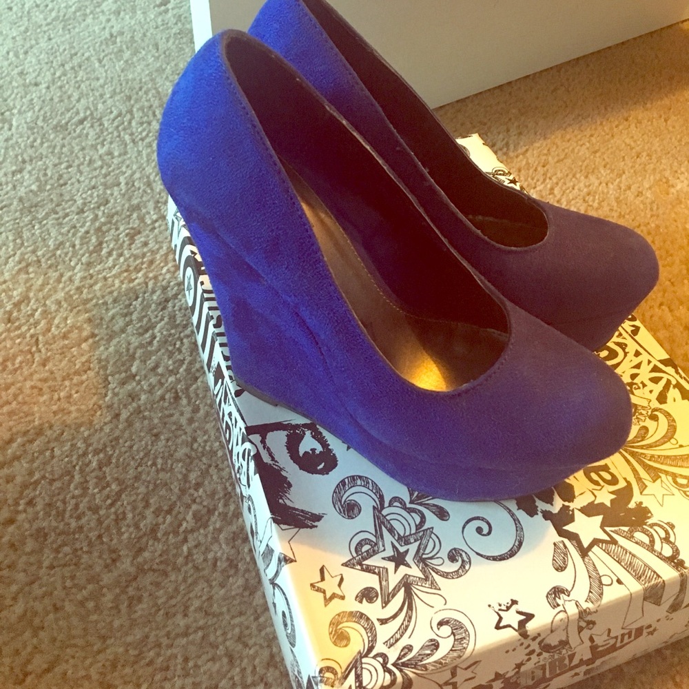 Brash Cobalt Suede Wedges